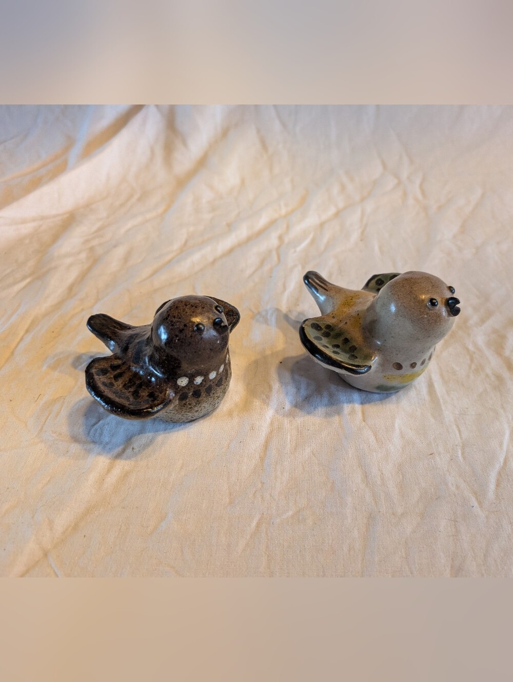 Vintage Brown and Tan Ceramic Tommy Kakinuma Bird Pair